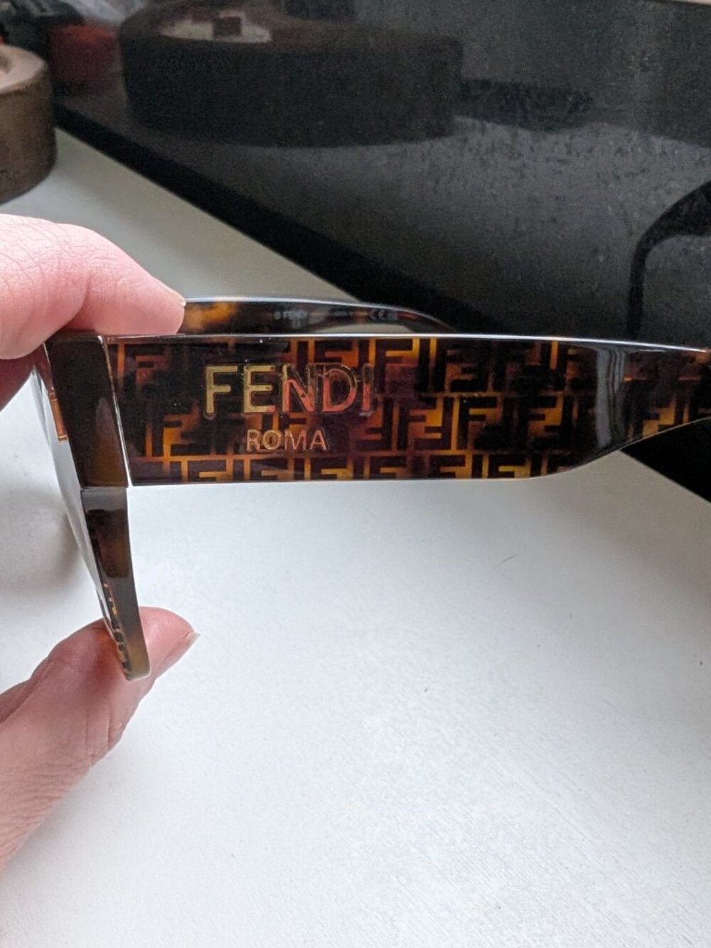 Fendi Roma Havana Brown Oversized Square Sunglasses Zucca Monogram Logo - Picture 5 of 7
